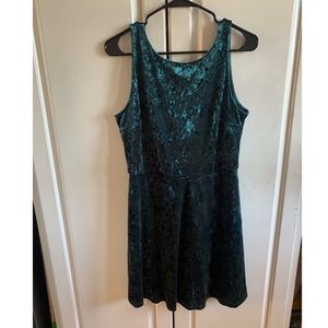 Divided by H&M Forest Green Velvet Skater Dress